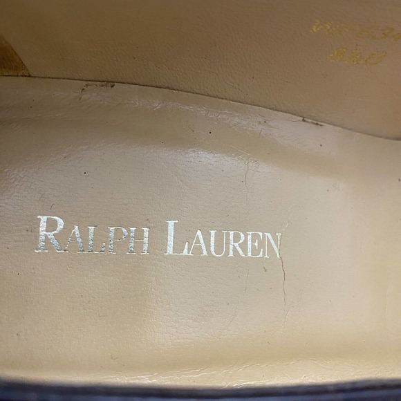 Ralph Lauren Pump Croc Embossed Brown Leather 3" Block Heel Classic 8.5 B - Picture 9 of 11